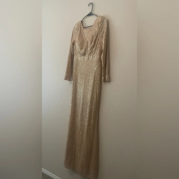 Miss ORD maxi Gold sequin princess prom dress size L - Picture 1 of 12